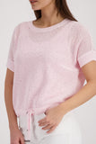 Ajour knitted jumper with rhinestones