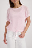 Ajour knitted jumper with rhinestones