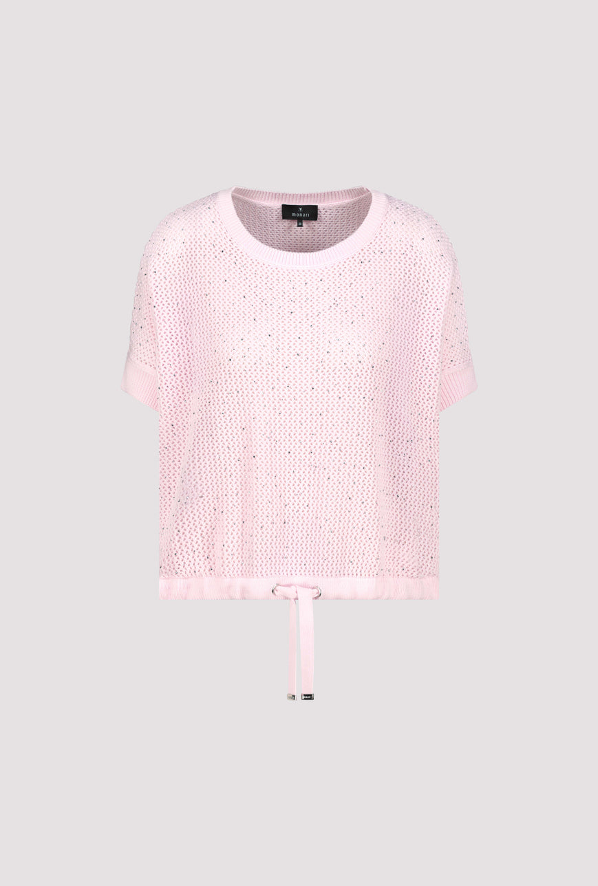 Ajour knitted jumper with rhinestones