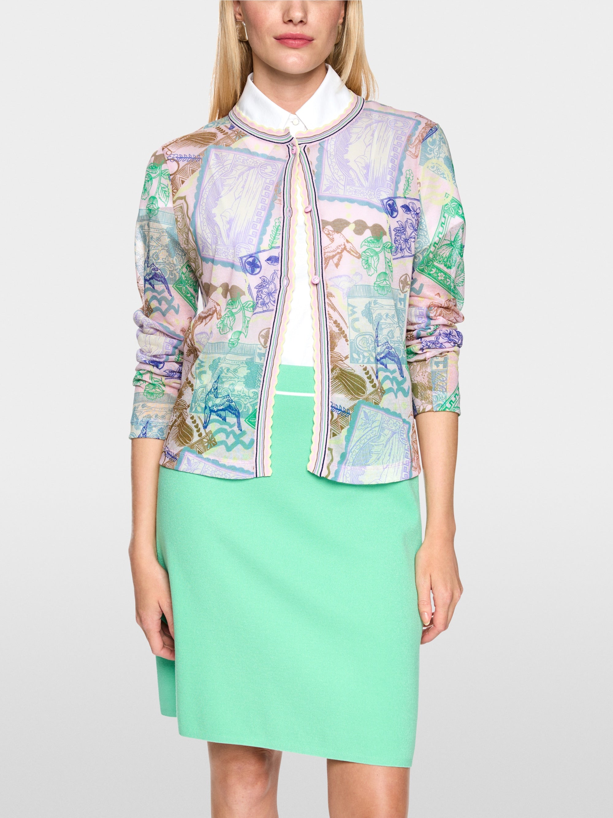 ‘Knitted in Germany’ printed cardigan