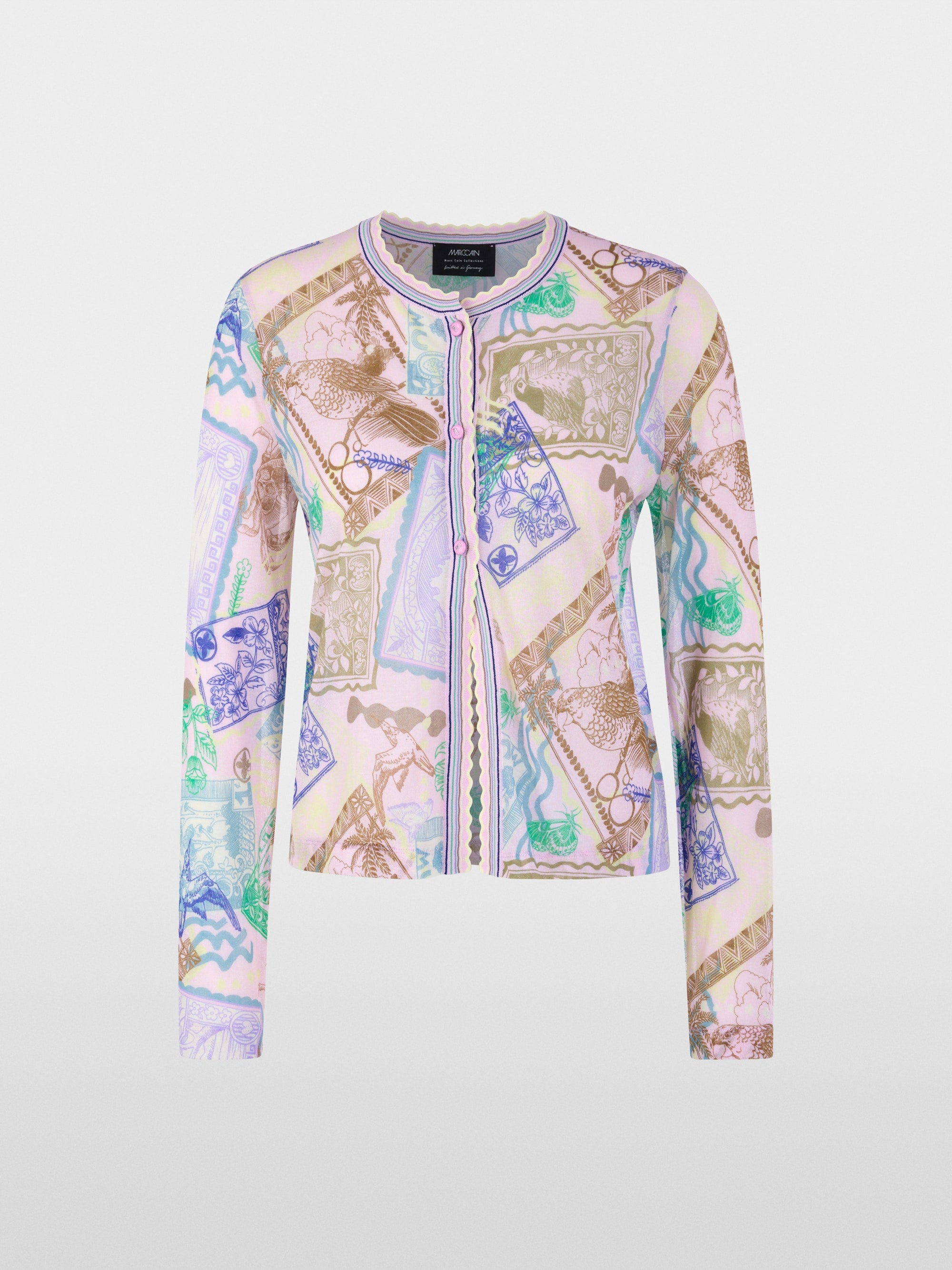 ‘Knitted in Germany’ printed cardigan